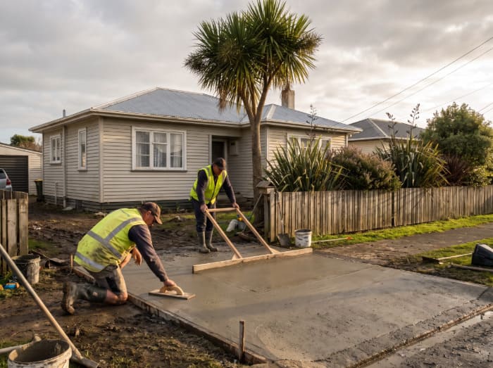 Concrete driveway, slab and path work